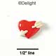 2484* - Heart Red Arrow White Mini (Left & Right) - Resin Decoration (12 per package)