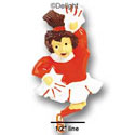 2955* - Cheerleader Orange Brunette - Resin Decoration (12 per package)