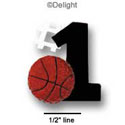 3230 - #1 Basketball Black Medium - Resin Decoration (12 per package)