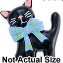 3257* - Cat Black Body Bow Blue Check - Resin Decoration (12 per package)