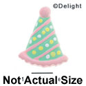 3410 tlf - Party Hat Pink Green Dots - Resin Decoration (12 per package)