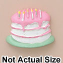 3411 tlf - Birthday Cake White Pink Green - Resin Decoration (12 per package)