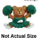 3568 - Cheerleader Bear Green Medium - Resin Decoration (12 per package)