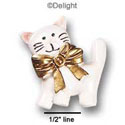 3922* - Cat White Bow Gold (Left & Right) - Resin Decoration (12 per package)