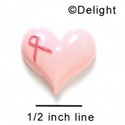 5621 tlf - Pink Heart with Ribbon - Flat Backed Resin Decoration (12 per package)