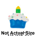 5644 tlf - Blue Cupcake with Candle - Flat Backed Resin Decoration (12 per package)