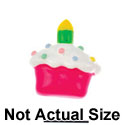 5645 tlf - Hot Pink Cupcake with Candle - Flat Backed Resin Decoration (12 per package)