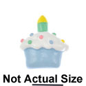 5646 tlf - Light Blue Cupcake with Candle - Flat Backed Resin Decoration (12 per package)