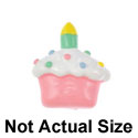 5647 tlf - Light Pink Cupcake with Candle - Flat Backed Resin Decoration (12 per package)