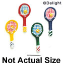 9864 - Tennis Racquet Assorted Mini - Resin Decoration (12 per package)