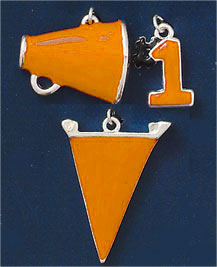 M1087-6 - Orange Team Spirit - Scrapbook Silver Plated Charm Set  (6 cards per package)