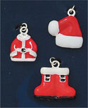M1021-6 - Santa's Hat, Coat & Boots - Scrapbook Silver Plated Charm Set  (6 cards per package)