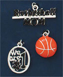 M1065-6 - Basketball Mom - Scrapbook Silver Plated Charm Set  (6 cards per package)