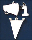 M1090-6 - White Team Spirit - Scrapbook Silver Plated Charm Set  (6 cards per package)