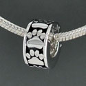 SS1007 tlf - Antiqued Silver Paws Spacer - Sterling Silver Large Hole Bead (1 per package)